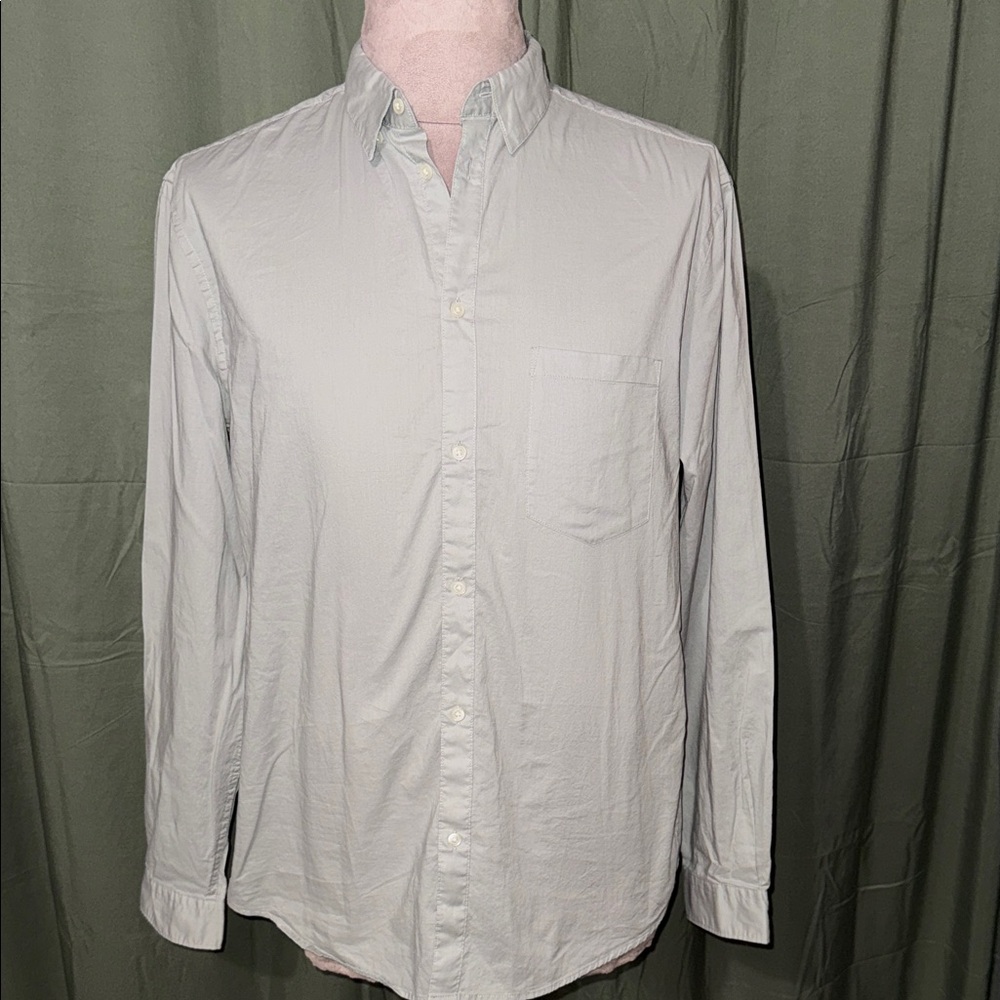 H&M Men's Light Gray Casual Button-Down Shirt